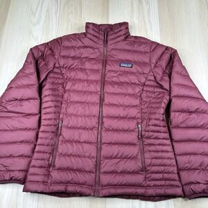 Patagonia Women's Down Sweater Jacket Full Zip Burgundy Insulated Size M Medium